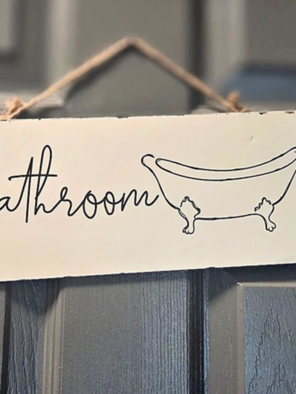 Bathroom Wall Hanging Sign Cream & Black
